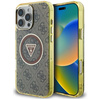 Guess IML Metal Glitter 4G Circle Triangle MagSafe - pouzdro pro iPhone 16 Pro Max (hnědé)