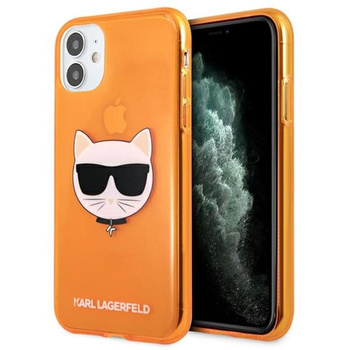 Karl Lagerfeld Choupette Head - pouzdro pro iPhone 11 (fluo oranžová)