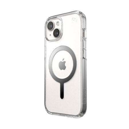 Speck Presidio Perfect-Clear MagSafe - Tasche für iPhone 16e / iPhone 15 / iPhone 14 / iPhone 13 (Clear / Chrome Finish / Serene Silver)