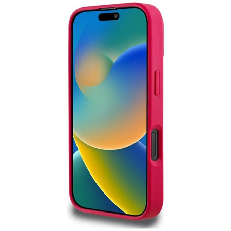 Guess szemcsés nyomtatott virágmintás MagSafe - tok iPhone 16 Pro Max készülékhez (fukszia)