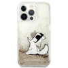 Karl Lagerfeld Liquid Glitter Choupette Fun - pouzdro pro iPhone 13 Pro (zlaté)