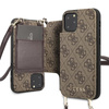 Guess 4G Crossbody - Tasche mit Kartenfächern und abnehmbarem Schlüsselband iPhone 11 Pro (Braun)