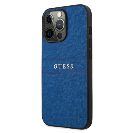 Guess Saffiano Metal Logo Stripes - iPhone 13 Pro Max Case (blue)