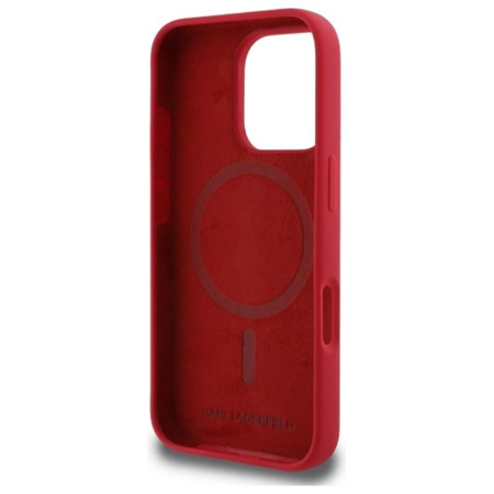 Karl Lagerfeld Silikonové pouzdro Karl & Choupette Ring MagSafe - iPhone 16 Pro (červené)