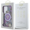 Guess Glitter Flowers Triangle Buttons MagSafe - Pouzdro pro Samsung Galaxy S25 Ultra (fialové)