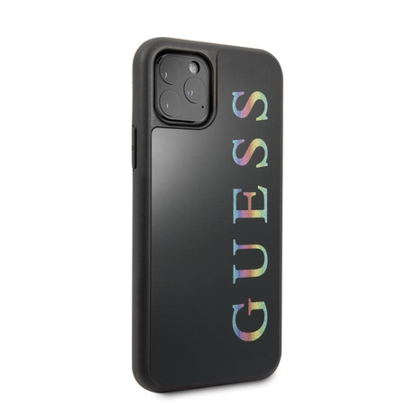 Guess Double Layer Glitter Case Logo Multicolor - iPhone 11 Pro Tasche (Schwarz/Multicolor)