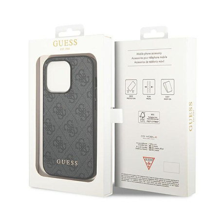 Guess 4G Metall Gold Logo - iPhone 14 Pro Max Tasche (grau)
