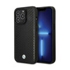 BMW Leather Diamond Pattern - Tasche für iPhone 14 Pro (Schwarz)