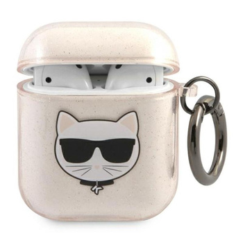Karl Lagerfeld Choupette Head Glitter - Case for Airpods (gold)