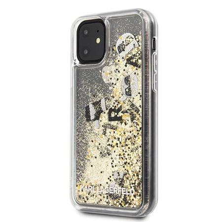 Karl Lagerfeld Glitter Liquid Floatting Charms - pouzdro na iPhone 11 (zlaté plovoucí přívěsky)
