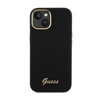 Guess Silicone Script Metal Logo & Frame - Coque iPhone 15 (noir)