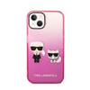 Karl Lagerfeld Gradient Ikonik Karl & Choupette - Hülle für iPhone 14 Plus (Pink)