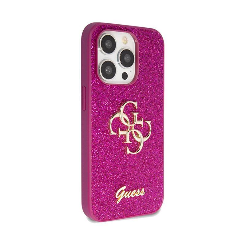 Guess Glitter Script Big 4G iPhone 15 Pro Max Case - Różowy 