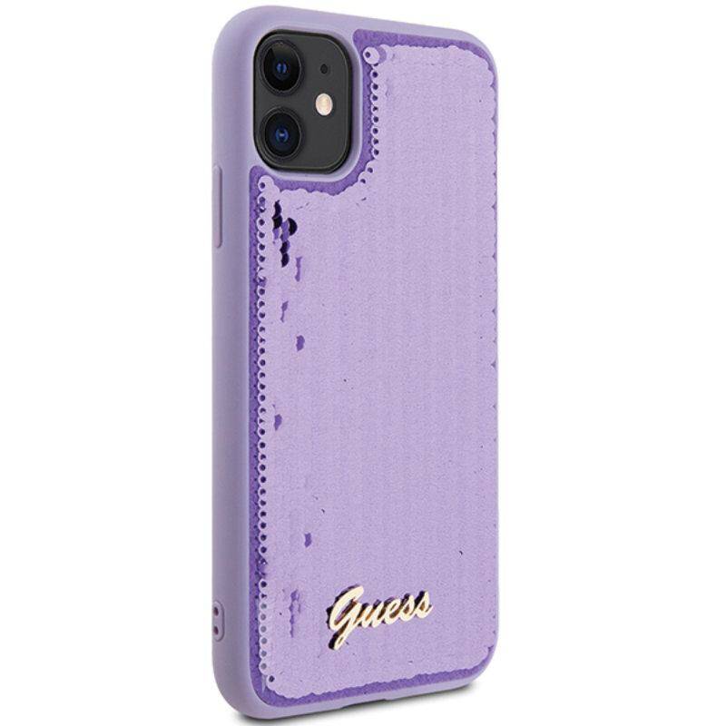 Case Guess Sequin Script Metal do iPhone 15 Pro Max - fioletowy