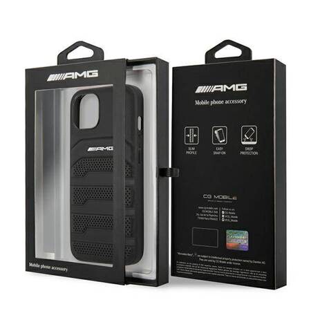AMG AMHCP14SGSEBK iPhone 14 6,1" czarny/black hardcase Leather Debossed Lines