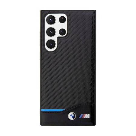 BMW Leather Carbon Blue Line - Etui Samsung Galaxy S23 Ultra (czarny)