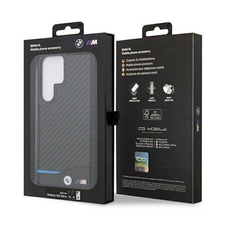 BMW Leather Carbon Blue Line - Etui Samsung Galaxy S23 Ultra (czarny)