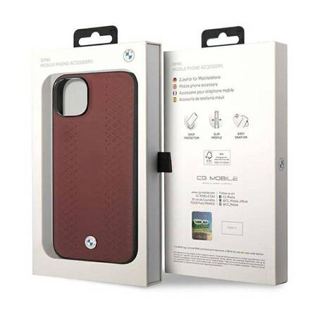 BMW Leather Diamond Pattern - Etui iPhone 14 (burgundowy)