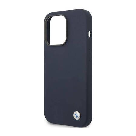 BMW Liquid Silicone Case Metal Logo - Etui iPhone 14 Pro Max (granatowy)