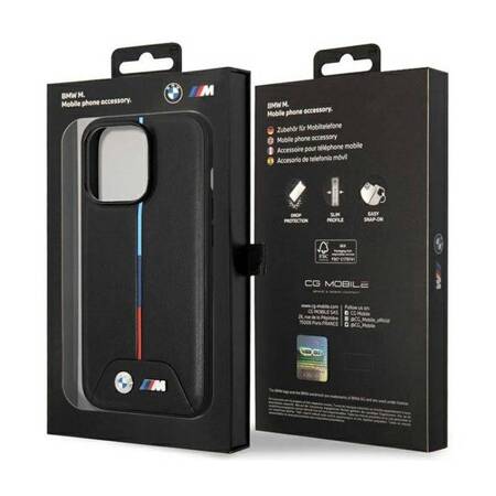 BMW Quilted Tricolor MagSafe - Etui iPhone 13 Pro (czarny)