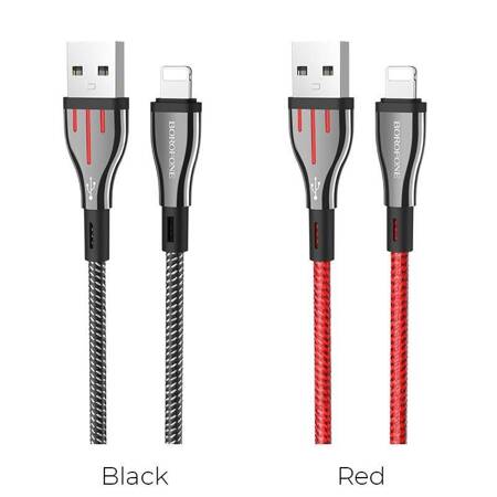 Borofone Highway - kabel połączeniowy USB do Lightning 1.2 m (czarny/szary)