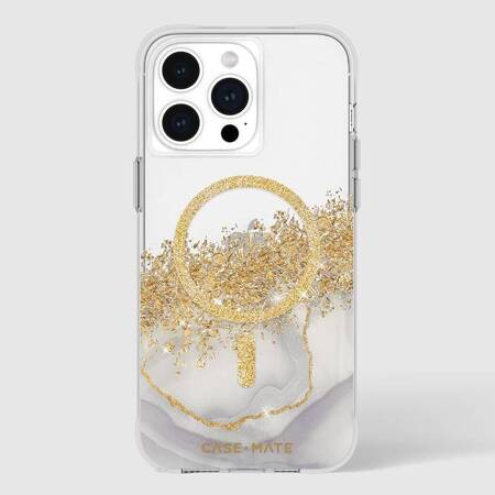 Case-Mate Karat MagSafe - Etui iPhone 15 Pro Max zdobione złotem (Marble)