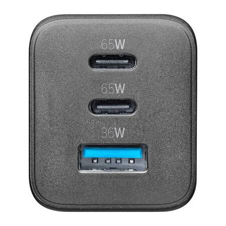 Cellularline Multipower Micro GaN - Ładowarka sieciowa 2x USB-C & USB-A Power Delivery 65W (czarny)