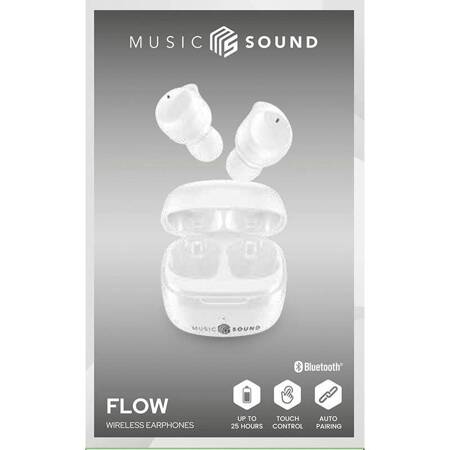 Cellularline Music Sound Flow - Bezprzewodowe słuchawki Bluetooth V5.3 TWS z etui ładującym (biały)