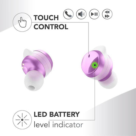 Cellularline Music Sound Flow - Bezprzewodowe słuchawki Bluetooth V5.3 TWS z etui ładującym (fioletowy)