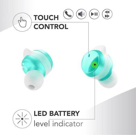 Cellularline Music Sound Flow - Bezprzewodowe słuchawki Bluetooth V5.3 TWS z etui ładującym (zielony)