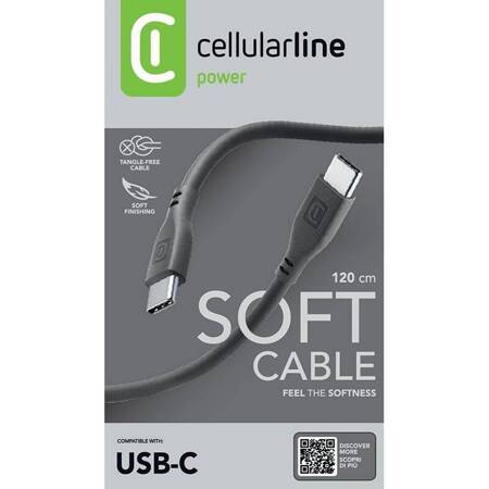 Cellularline Soft Cable - Kabel USB-C do USB-C 1.2 m (czarny)