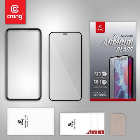 Crong Anti-Bacterial 3D Armour Glass – Szkło hartowane 9H na cały ekran iPhone 12 Mini + ramka instalacyjna