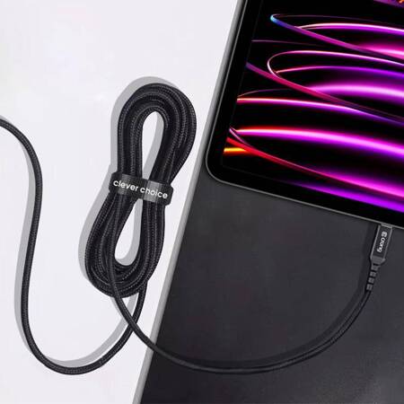 Crong Armor Link - Kabel 100W 5A USB-C do USB-C w oplocie 200cm (czarny)