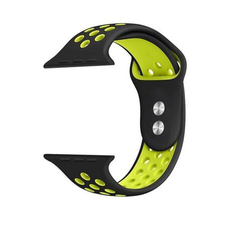 Crong Duo Sport - Pasek do Apple Watch 42/44/45 mm (czarny/limonkowy)