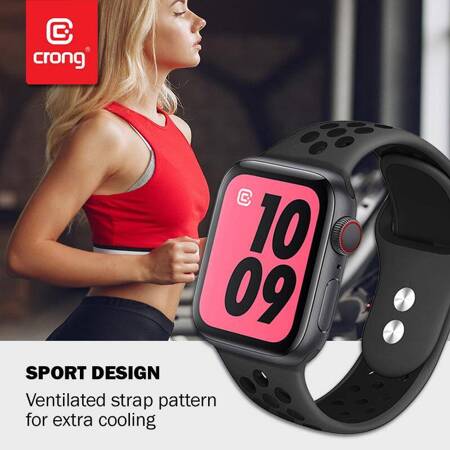 Crong Duo Sport - Pasek do Apple Watch 42/44/45 mm (szary/czarny)
