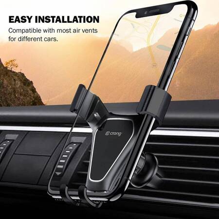 Crong Gravity Auto-Clip Car Holder - Uchwyt samochodowy grawitacyjny do telefonu 4,7”- 6,5” (czarny)