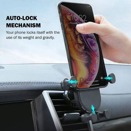 Crong Gravity Auto-Lock Car Holder – Uchwyt samochodowy grawitacyjny do telefonu 4,7”-6,5” (czarny)