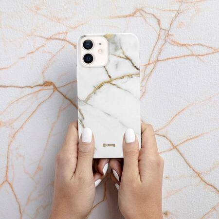 Crong Marble Case - Etui iPhone 12 Mini (biały)