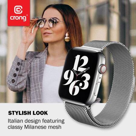 Crong Milano Steel - Pasek ze stali nierdzewnej do Apple Watch 38/40/41 mm (srebrny)