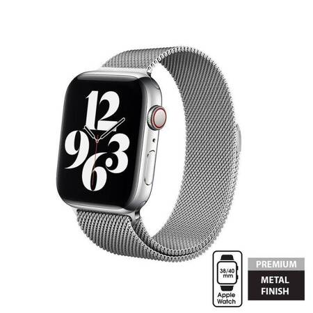 Crong Milano Steel - Pasek ze stali nierdzewnej do Apple Watch 38/40/41 mm (srebrny)