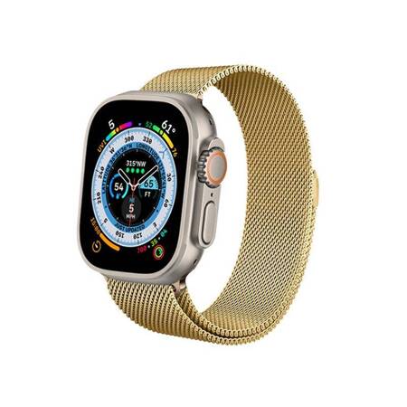 Crong Milano Steel - Pasek ze stali nierdzewnej do Apple Watch 42/44/45 mm (złoty)