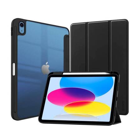 Crong PrimeFolio – Etui iPad 10.9” (2022) z podstawką i ładowaniem Apple Pencil (czarny)