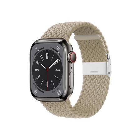 Crong Wave Band - Pleciony pasek do Apple Watch 38/40/41 mm (kamienny beż)