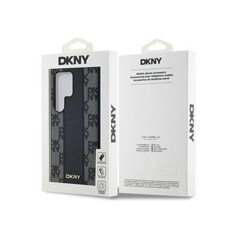 DKNY Leather Checkered Mono Pattern MagSafe - Etui Samsung Galaxy S24 Ultra (czarny)