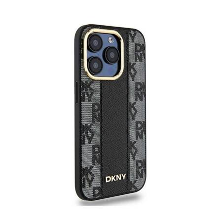 DKNY Leather Checkered Mono Pattern MagSafe - Etui iPhone 15 Pro Max (czarny)