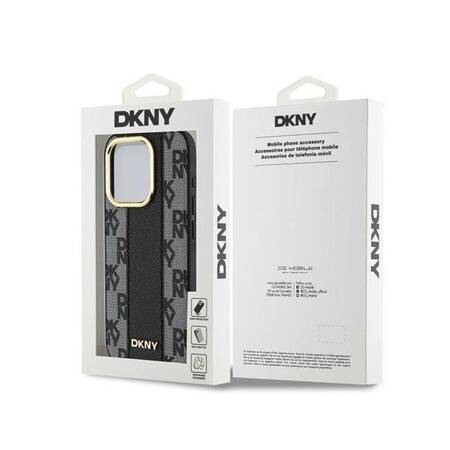 DKNY Leather Checkered Mono Pattern MagSafe - Etui iPhone 15 Pro Max (czarny)