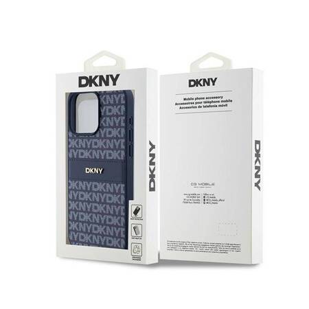 DKNY Leather Mono Stripe & Metal Logo - Etui iPhone 15 Pro Max (niebieski)