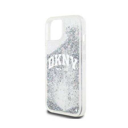 DKNY Liquid Glitter Big Logo - Etui iPhone 15 / 14 / 13 (biały)