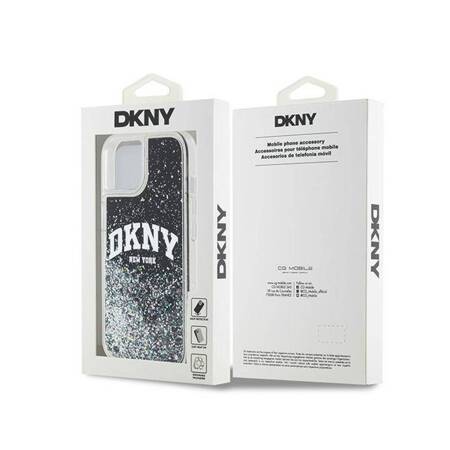 DKNY Liquid Glitter Big Logo - Etui iPhone 15 Plus / 14 Plus (czarny)