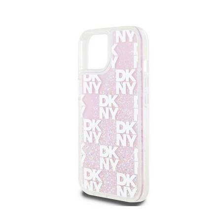 DKNY Liquid Glitter Multilogo - Etui iPhone 15 / 14 / 13 (różowy)
